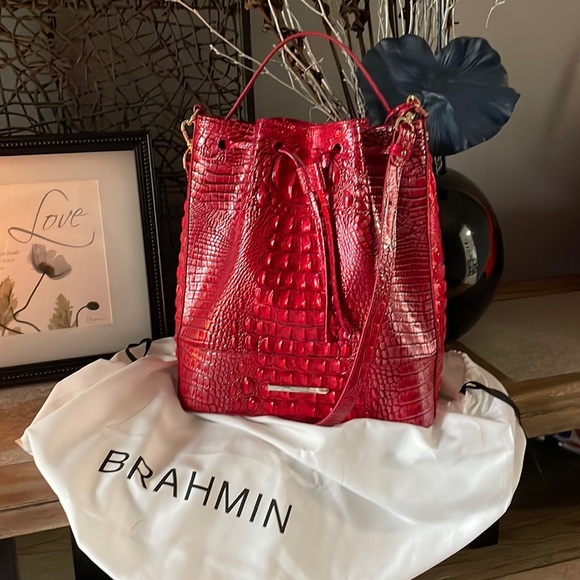 Brahmin Handbags - BRAHMIN Bucket Bag Melbourne Heartbreaker Red